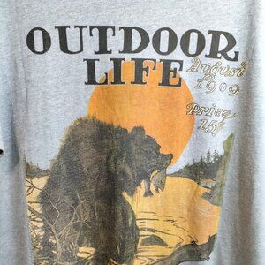 (M108) Outdoor Life Men's Grey Bear Logo Short Sleeve T-shirt Size XL